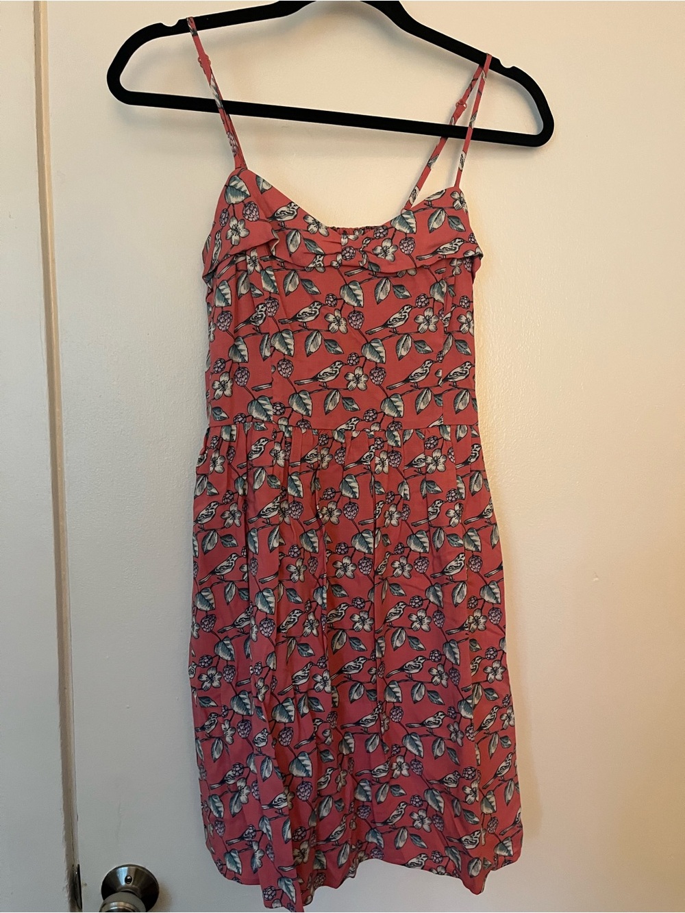 LC Lauren Conrad Coral Pink Floral Spaghetti-Strap Dress